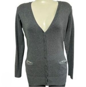 -- Cache Gray Women's Sweater with Sequin Accents